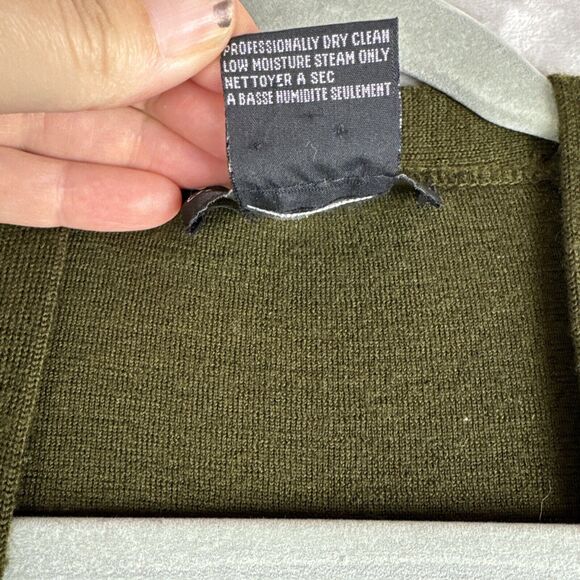 Andrea Jovine 100% Wool Cardigan ONE SIZE Dark Green Drop Shoulder Slouchy(0995) - Picture 4 of 14